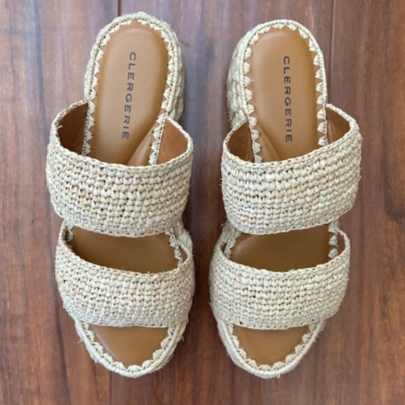 Clergerie Arlene 2 Raffia Platform Slide Sandals - Picture 2 of 10